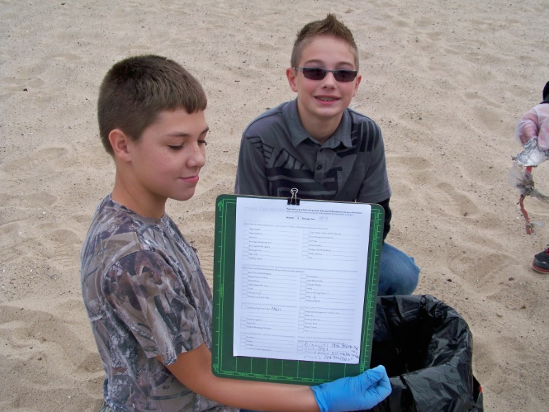 Students will be using the data they collected to determine which type of litter is most prevalent at AuSable Shoreline Park (Sept 2013)