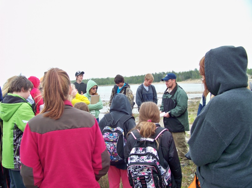 Brandon Schroeder with the Michigan Sea Grant taught students about the great lakes fisheries, coastal habitat and the vast biodiversity along the Lake Huron shoreline. 