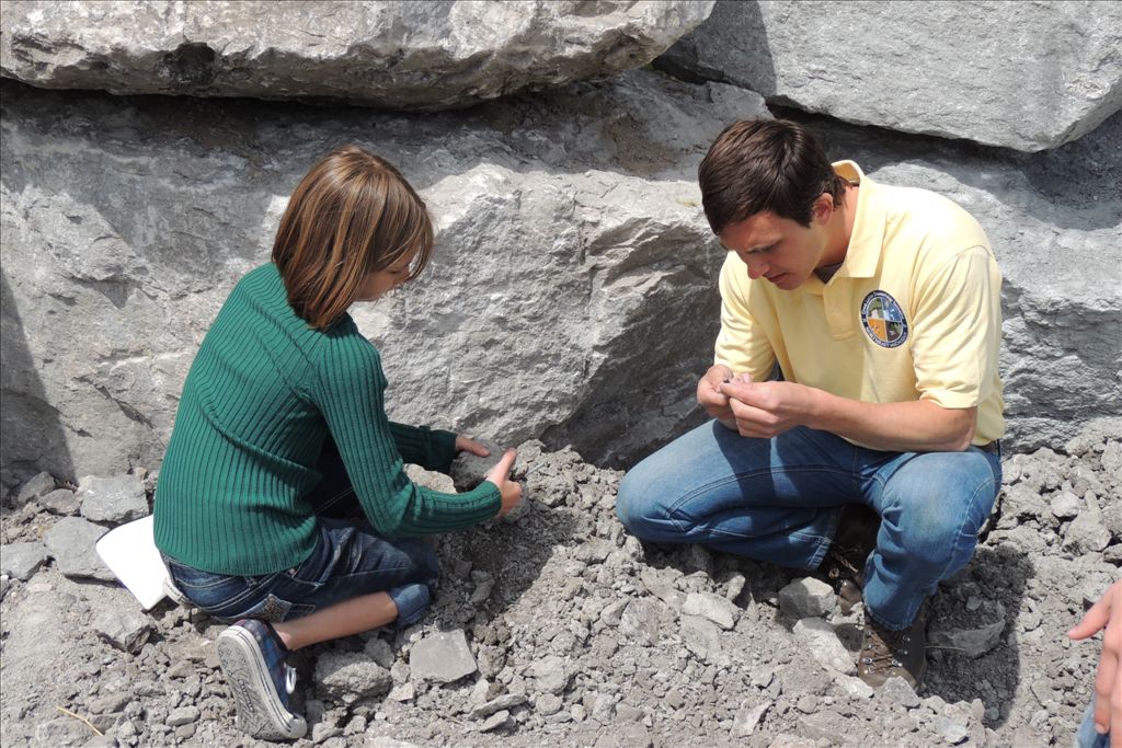 Daniel Moffatt fossil hunting with students
