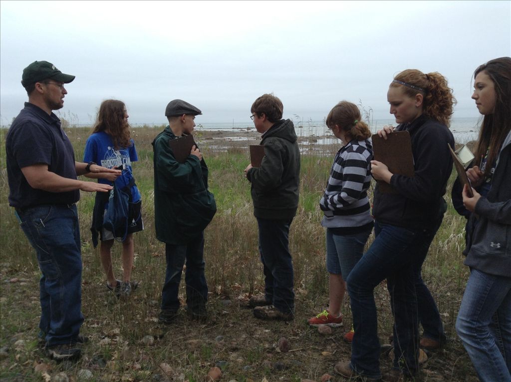 Brandon Schroeder with the Michigan Sea Grant educated students on the Great Lakes fishing industry and the importance of protecting coastal habitats for many threatened and endangered species.
