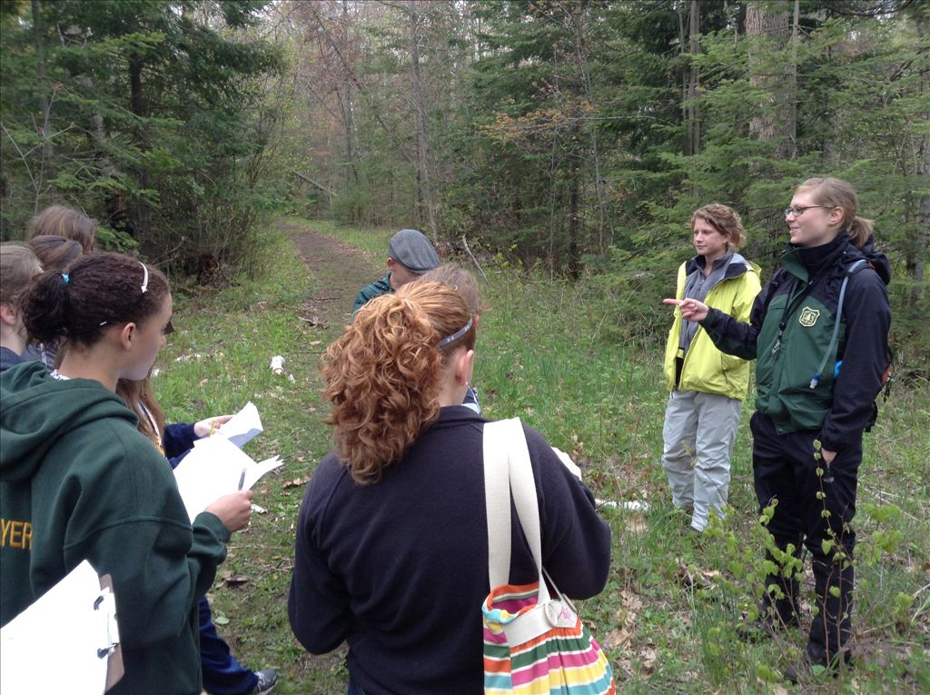 USDA Forest Service Botanist Sierra Patterson and technician Frances Sewell educated students on native plants in Michigan. 