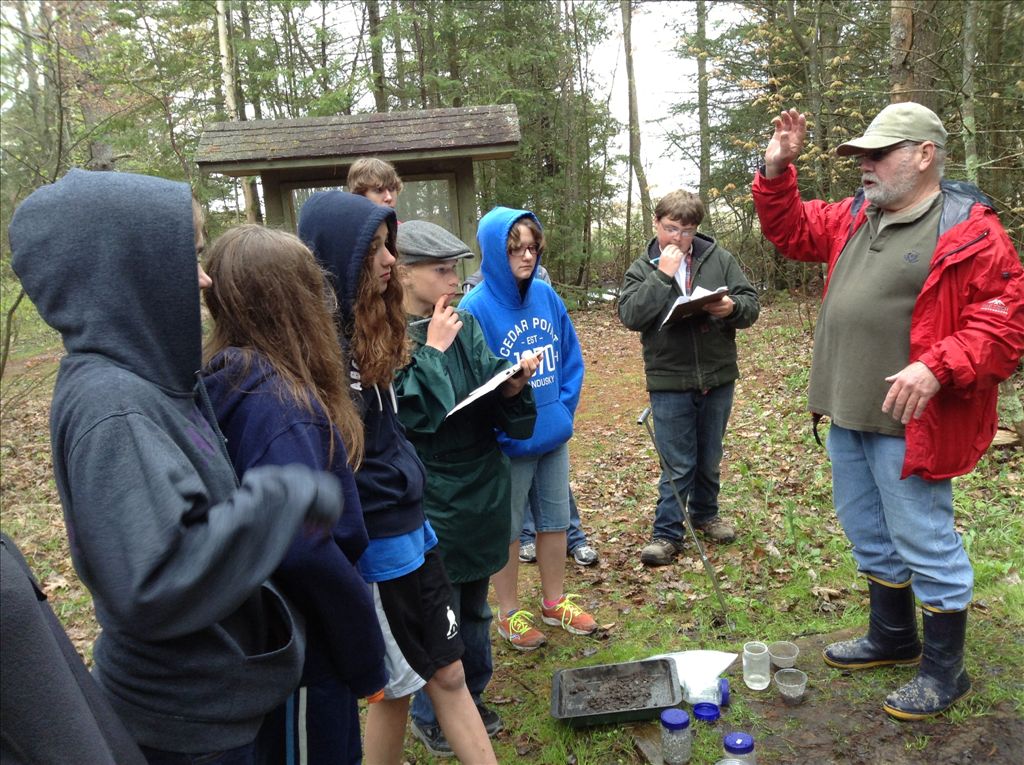 Jack Guy from the Friends of Negwegon taught students about soils and the artesian well located in the park.